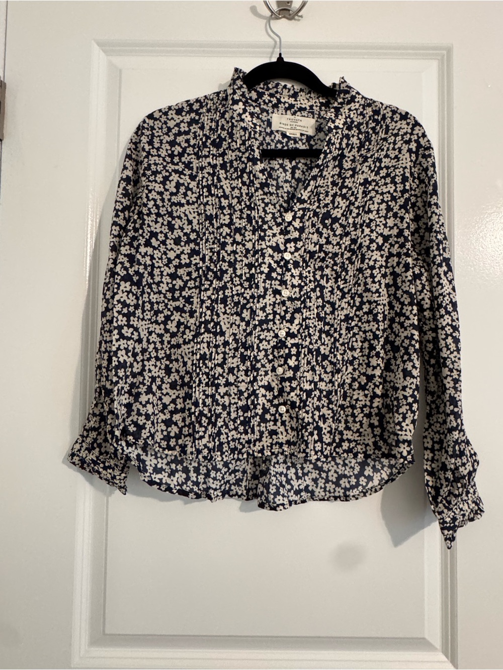 Trovata Navy Floral Button-Up Blouse
